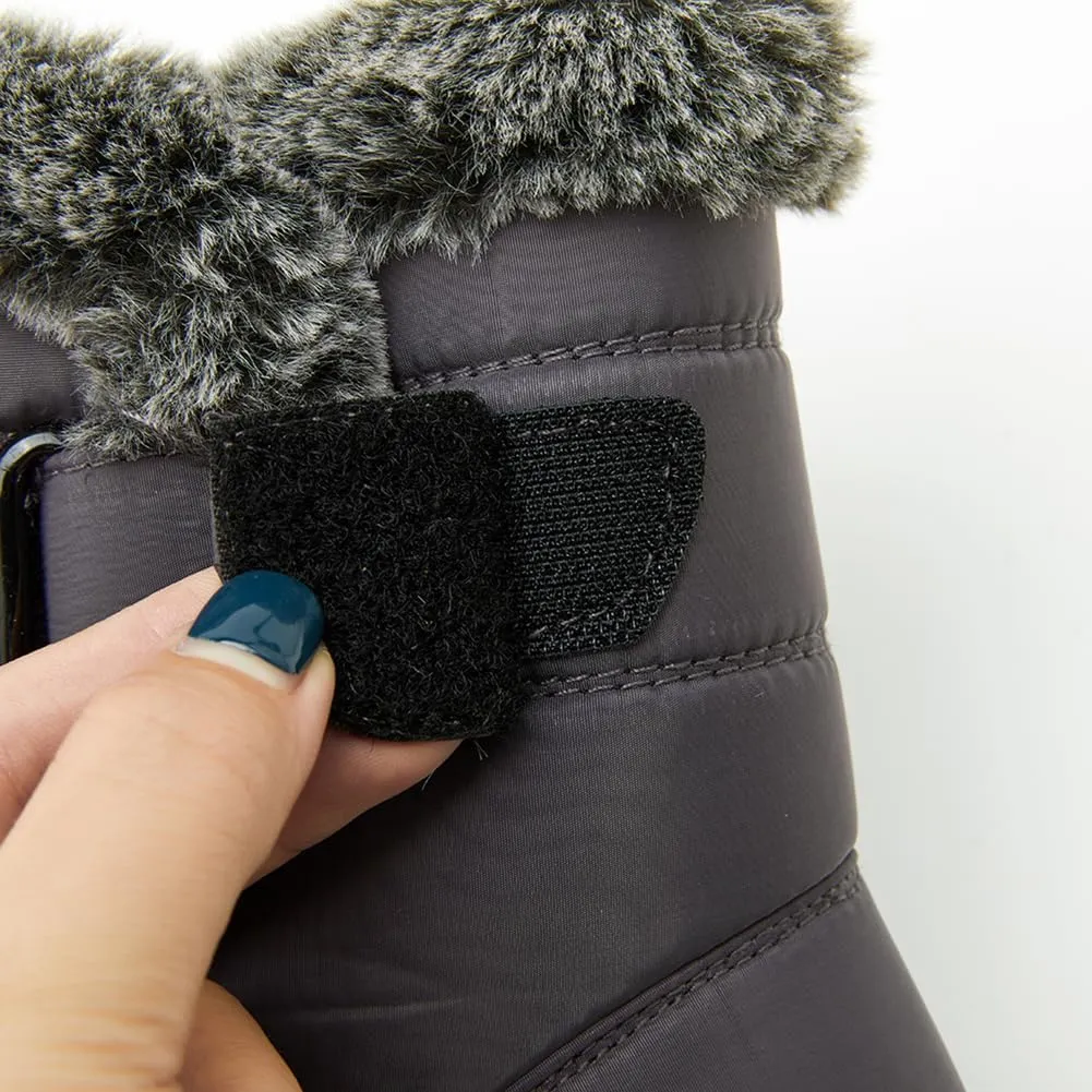 HiGropcore Womens Mens Winter Snow Boots Fully Fur Lined Slip On Ankle Booties Waterproof Thickening Fuzzy Snow Shoes