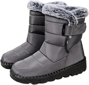HiGropcore Womens Mens Winter Snow Boots Fully Fur Lined Slip On Ankle Booties Waterproof Thickening Fuzzy Snow Shoes