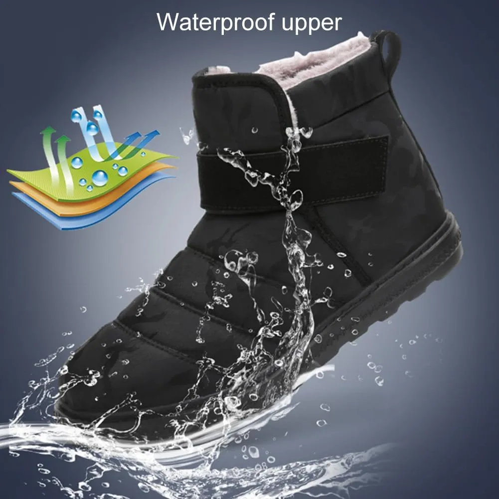 HiGropcore Womens Mens Winter Snow Boots Fully Fur Lined Slip On Ankle Booties Waterproof Thickening Fuzzy Snow Shoes