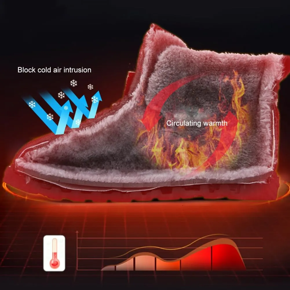 HiGropcore Womens Mens Winter Snow Boots Fully Fur Lined Slip On Ankle Booties Waterproof Thickening Fuzzy Snow Shoes
