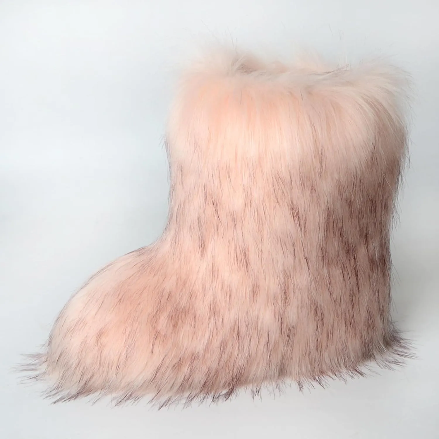HINDOLA Womens Faux Fur Boots Fuzzy Fluffy Furry Round Toe Suede Boots Winter Comfy Plush Warm Snow Boots Comfortable Winter Ankle Booties Anti Slip Outdoor Indoor Flat Shoes
