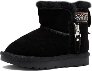 HOBIBEAR Toddler Snow Boots Winter Ankle Boots for Boys and Girls with Warm Faux Fur Lining