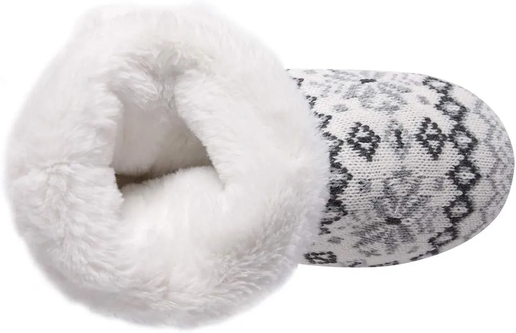 Home Slipper Bootie Slippers Women's Woolen Yarn Plush Lining Fuzzy Warm Indoor Ankle Boots