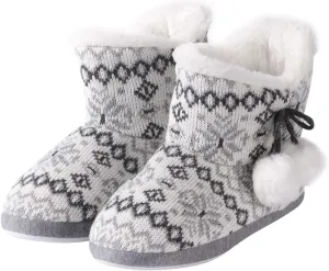 Home Slipper Bootie Slippers Women's Woolen Yarn Plush Lining Fuzzy Warm Indoor Ankle Boots