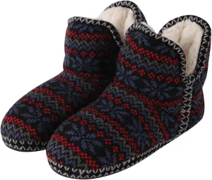 Home Slipper Bootie Slippers Women's Woolen Yarn Plush Lining Fuzzy Warm Indoor Ankle Boots