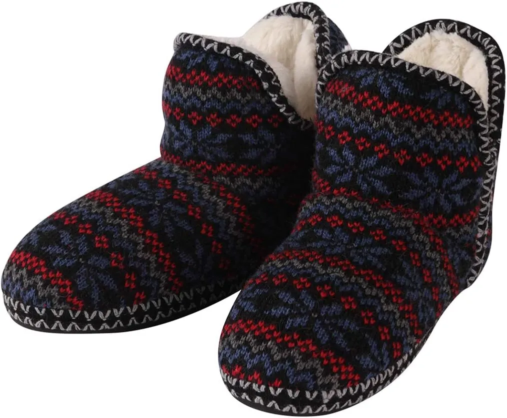 Home Slipper Bootie Slippers Women's Woolen Yarn Plush Lining Fuzzy Warm Indoor Ankle Boots