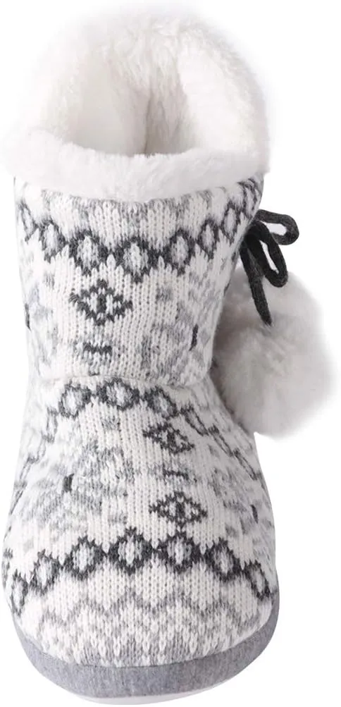 Home Slipper Bootie Slippers Women's Woolen Yarn Plush Lining Fuzzy Warm Indoor Ankle Boots