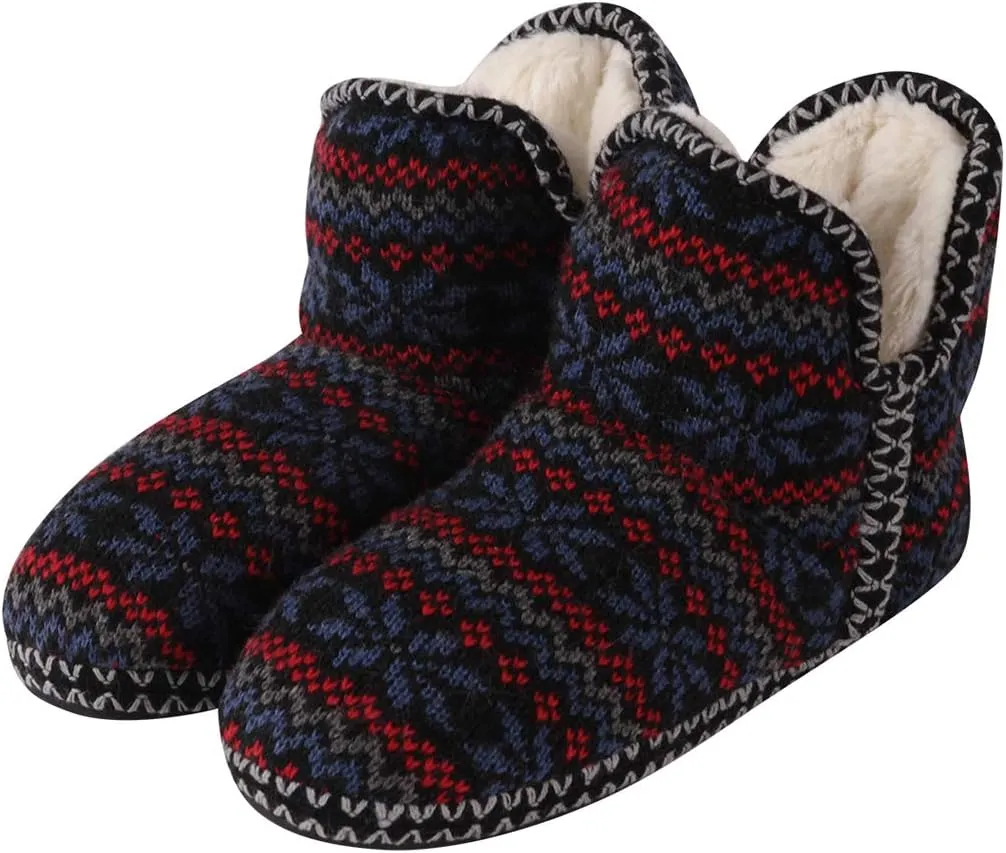 Home Slipper Bootie Slippers Women's Woolen Yarn Plush Lining Fuzzy Warm Indoor Ankle Boots