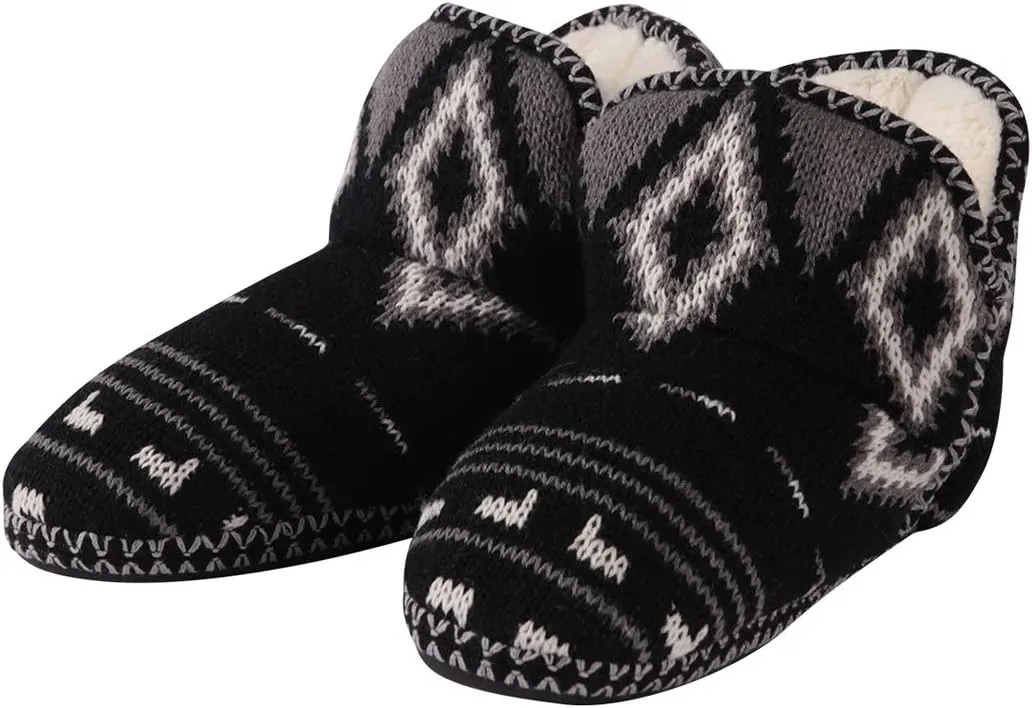 Home Slipper Bootie Slippers Women's Woolen Yarn Plush Lining Fuzzy Warm Indoor Ankle Boots