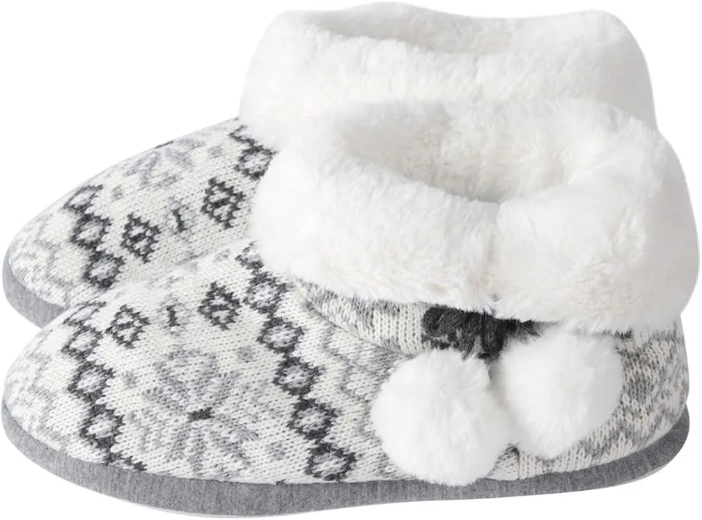 Home Slipper Bootie Slippers Women's Woolen Yarn Plush Lining Fuzzy Warm Indoor Ankle Boots