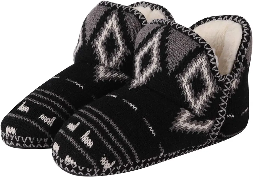 Home Slipper Bootie Slippers Women's Woolen Yarn Plush Lining Fuzzy Warm Indoor Ankle Boots