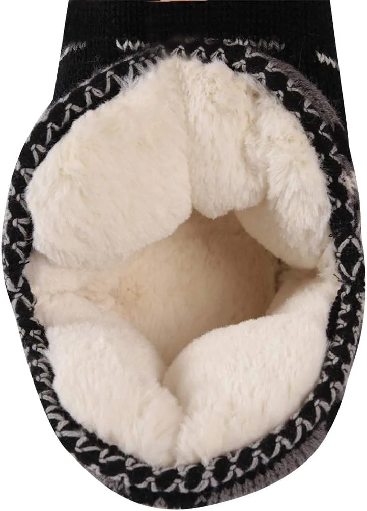 Home Slipper Bootie Slippers Women's Woolen Yarn Plush Lining Fuzzy Warm Indoor Ankle Boots