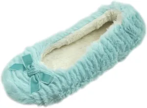 Home Slipper Women's Ballerina Plush Soft Sole Indoor House Ballet Slippers