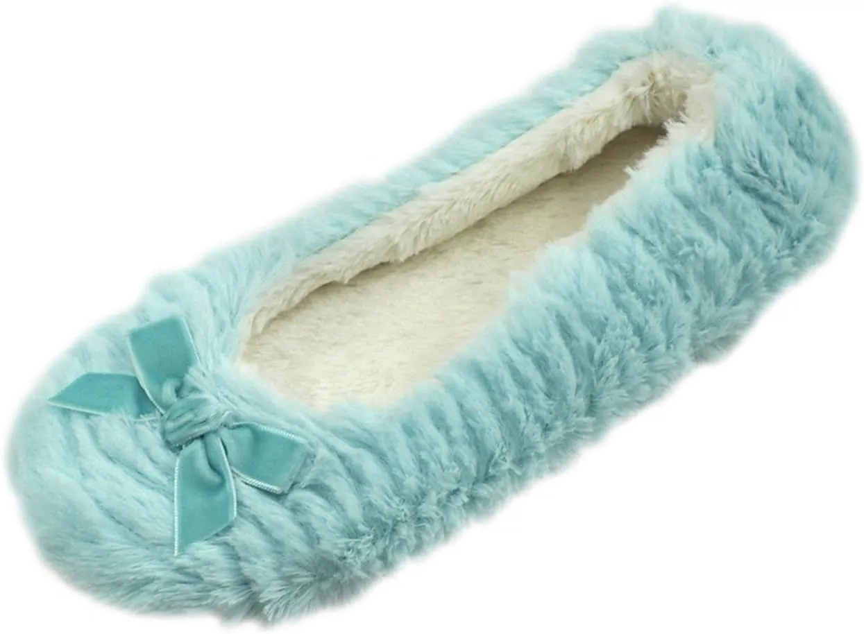Home Slipper Women's Ballerina Plush Soft Sole Indoor House Ballet Slippers