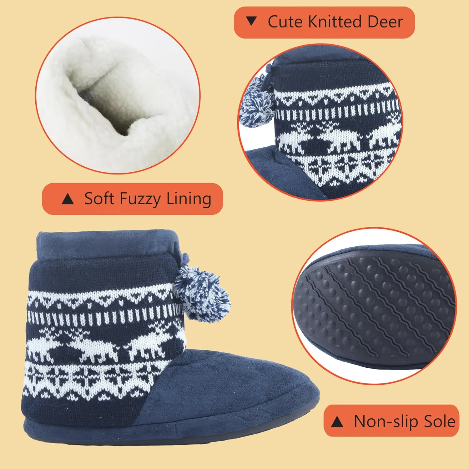 Home Slipper Women's Soft Plush Warm Indoor House Slipper Boots Shoes