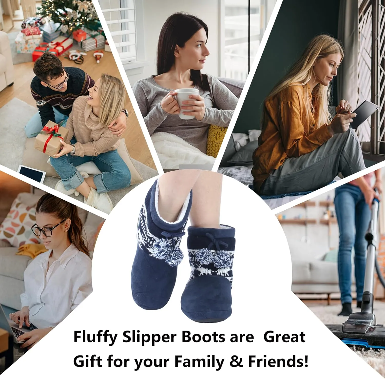 Home Slipper Women's Soft Plush Warm Indoor House Slipper Boots Shoes