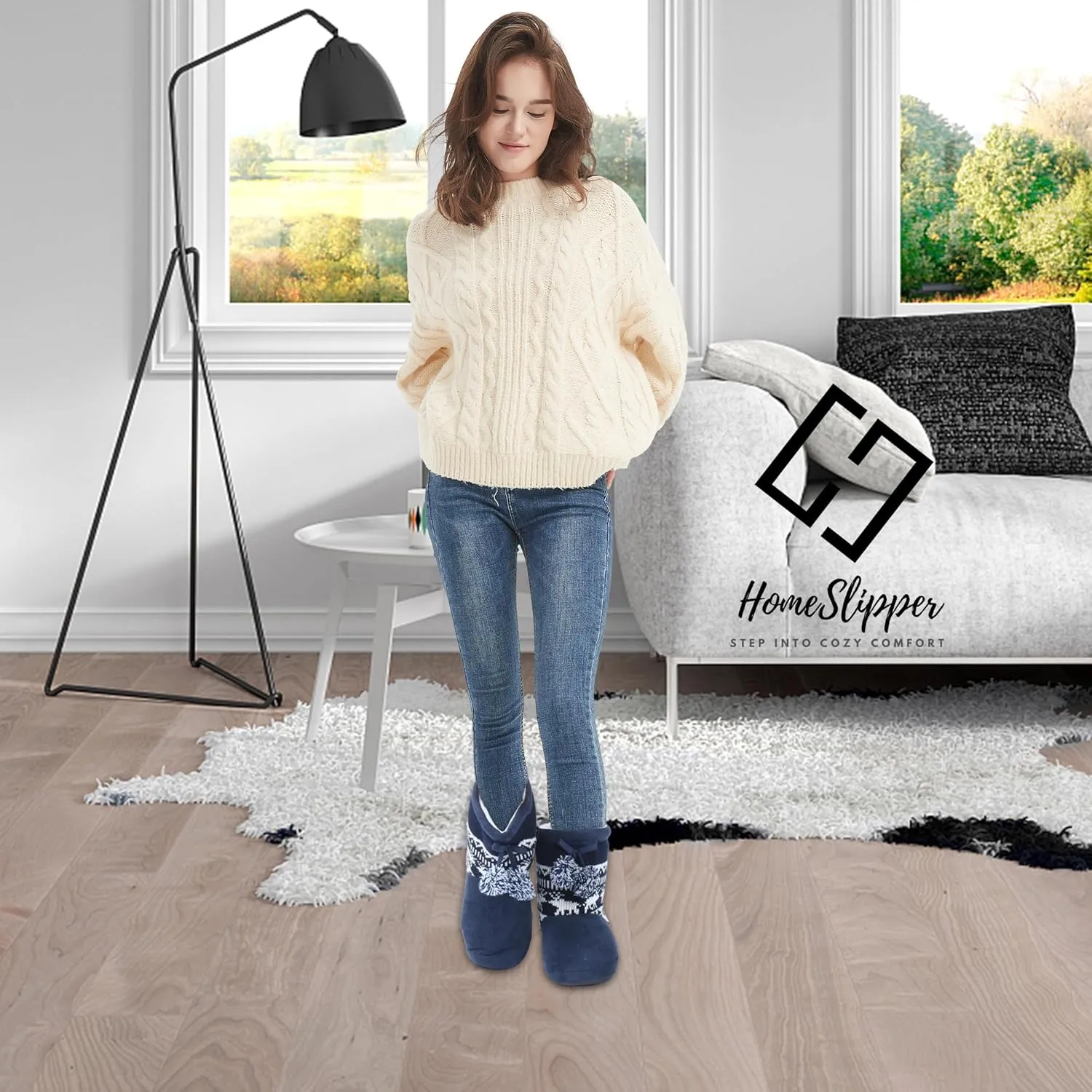 Home Slipper Women's Soft Plush Warm Indoor House Slipper Boots Shoes