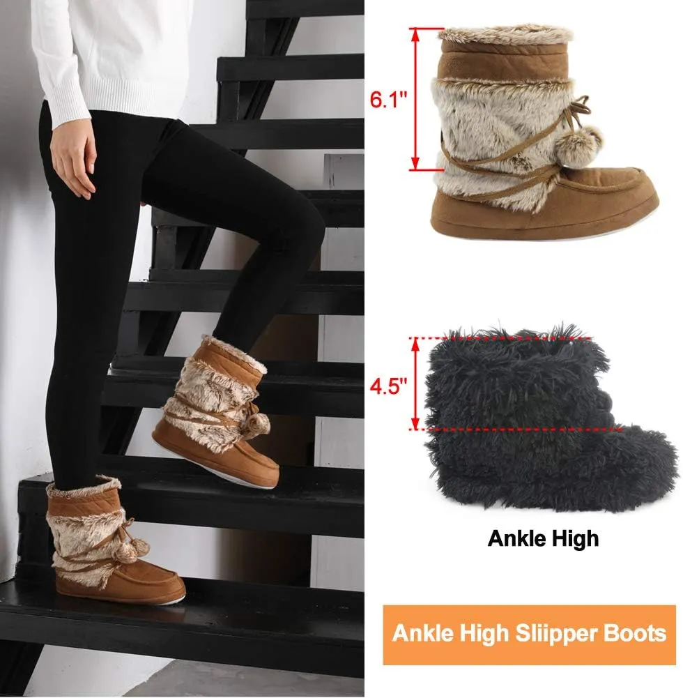 Home Slipper Women's Soft Plush Warm Indoor House Slipper Boots Shoes