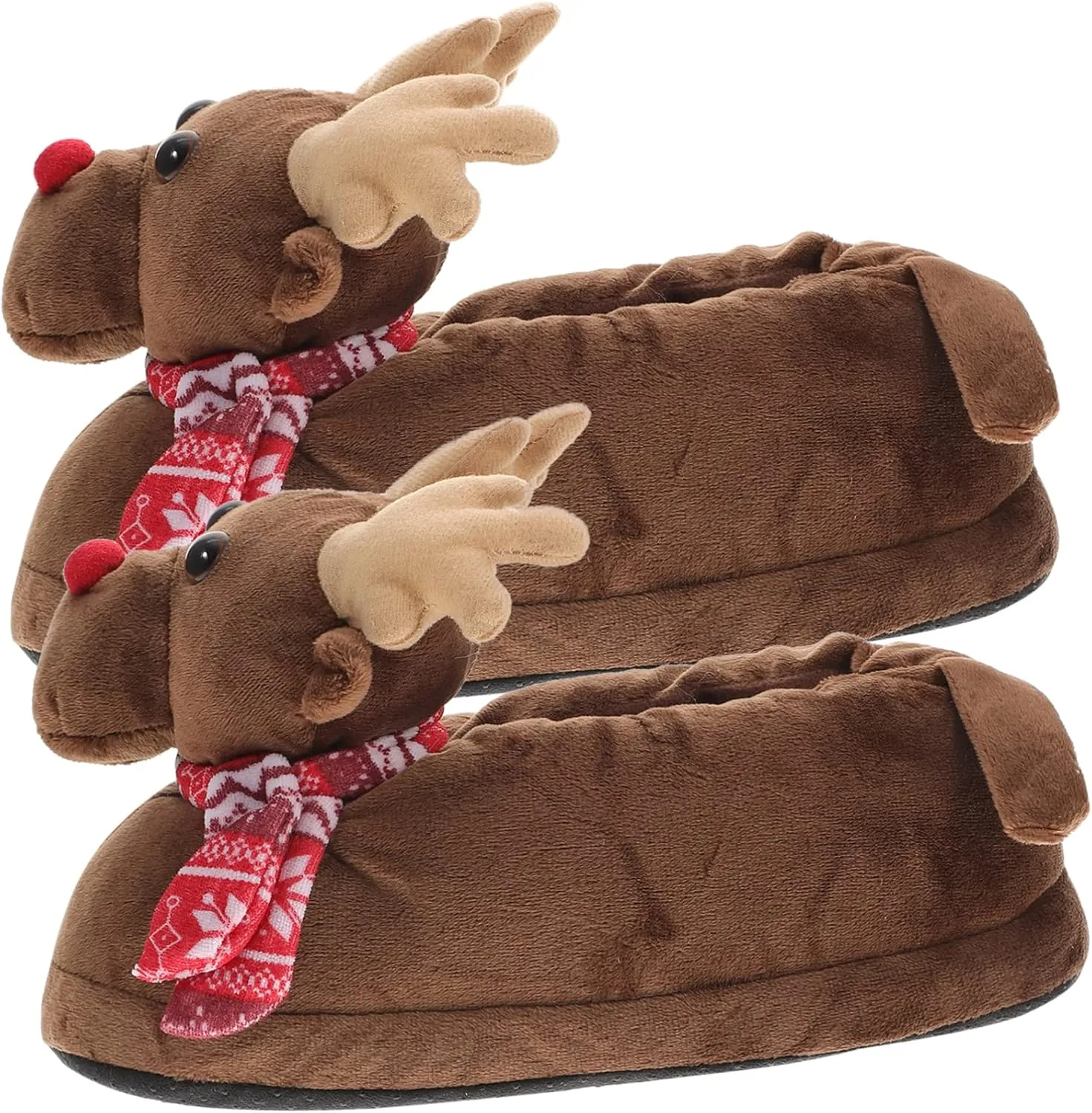 Homoyoyo 1 Pair Christmas Fawn Slippers Fuzzy Footwear Winter Fleece Slipper Funny Christmas Slippers Animal Fuzzy Slippers Sock Slippers Cloth Slippers Child Sole Material: Lining Hairy