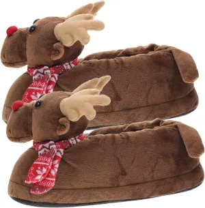 Homoyoyo 1 Pair Christmas Fawn Slippers Fuzzy Footwear Winter Fleece Slipper Funny Christmas Slippers Animal Fuzzy Slippers Sock Slippers Cloth Slippers Child Sole Material: Lining Hairy