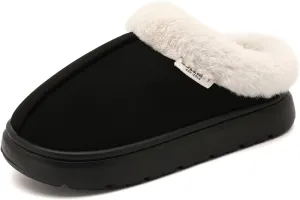 House Slippers For Woman Men, Womens slippers Platform EVA lightweight sole Warm Faux Fur Lined Suede Short Ankle Boots Memory Foam Fuzzy Slippers for Women Anti-Slip Boot Indoor Outdoor
