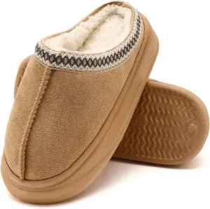 House Slippers for Woman Men, Womens slippers Platform EVA sole Warm Fuzzy Faux Fur Lined Suede Short Ankle Boots Memory Foam shoes for Women Anti-Slip Boot Indoor Size