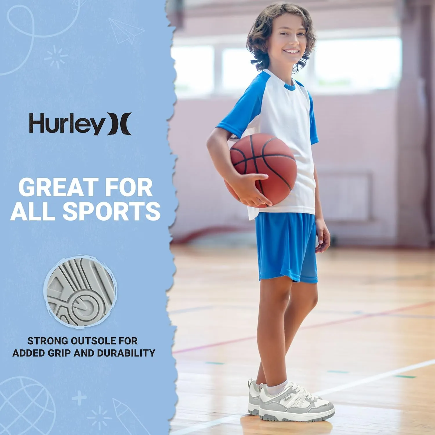 Hurley Kids' Jason Low Cut Sneakers, Lace Up Sneaker Shoes for Kids, Sports Shoes for Boys and Girls, Padded Sneakers with Durable Outsoles, Basketball Shoes for Kids