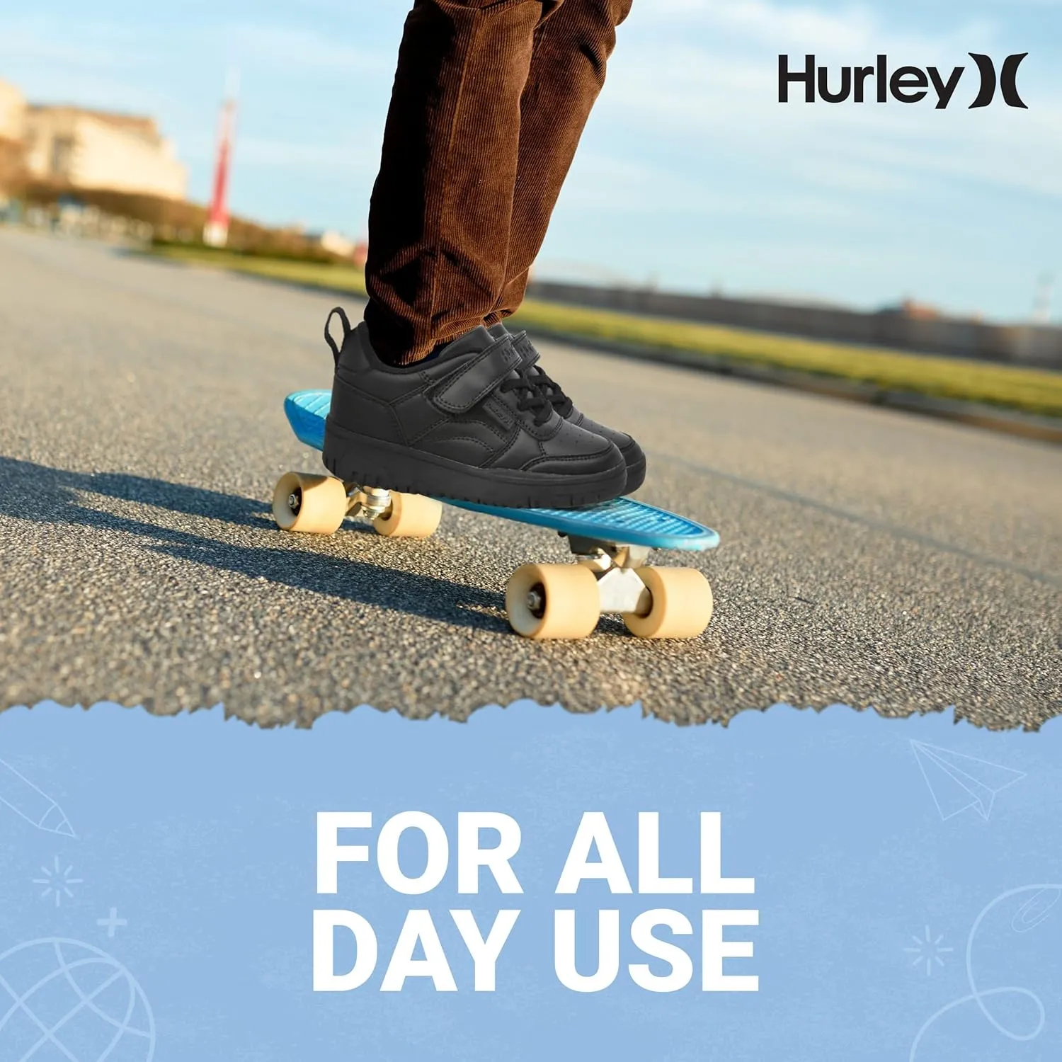 Hurley Kids Sneaker Rexx with Adjustable Strap, Perfect for Any Activity, All Comfort and Support - Boys and Girls