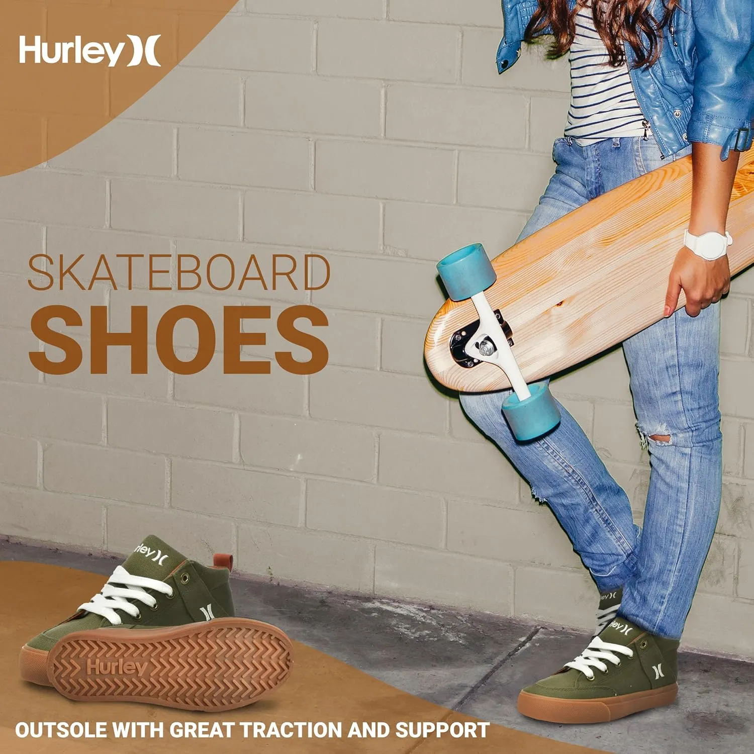 Hurley Roddy Kids High Top Skateboard Sneakers, Sports Shoes for Boys and Girls