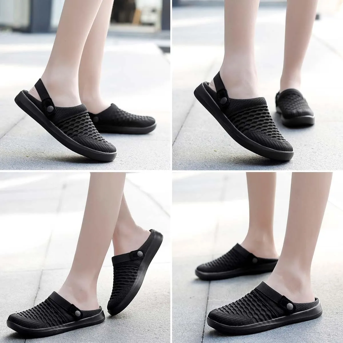 HYDLONGR Men's Women's Lightweight Breathable Knitted Upper Quick Drying Non-Slip Garden Sandals Beach Slippers Clogs Shoes