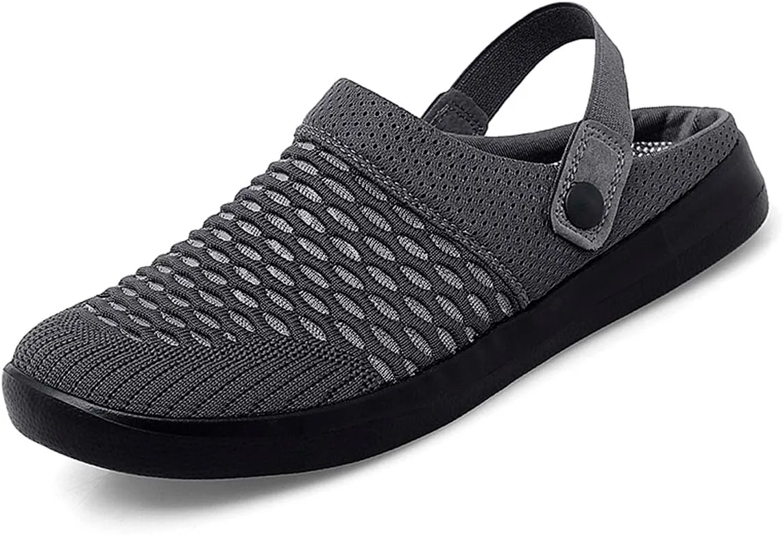 HYDLONGR Men's Women's Lightweight Breathable Knitted Upper Quick Drying Non-Slip Garden Sandals Beach Slippers Clogs Shoes