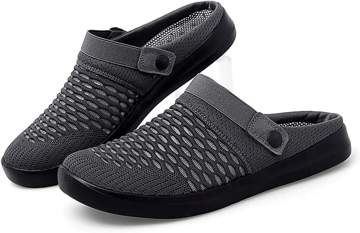 HYDLONGR Men's Women's Lightweight Breathable Knitted Upper Quick Drying Non-Slip Garden Sandals Beach Slippers Clogs Shoes