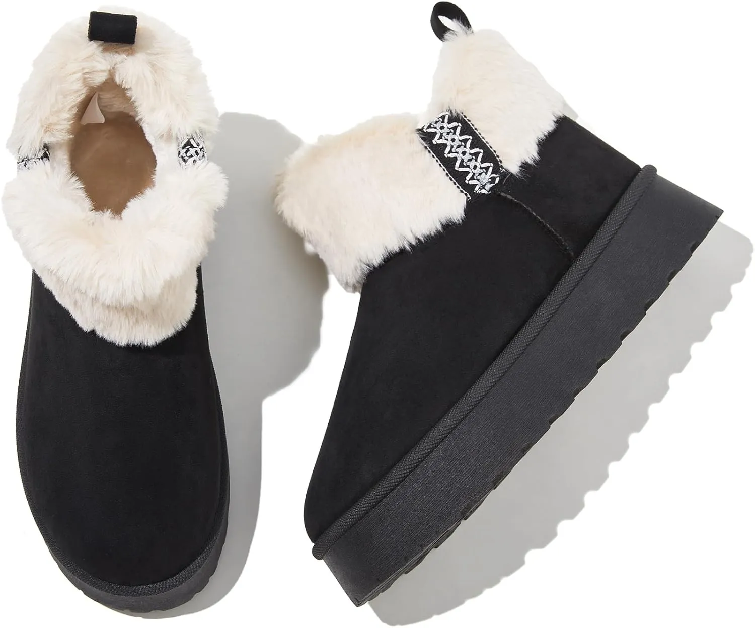 HYPOCRUTE Womens Winter Boots Fur Snow Boots Ankle Booties Fuzzy Warm Platform Short Boots for Women Slip on Boots
