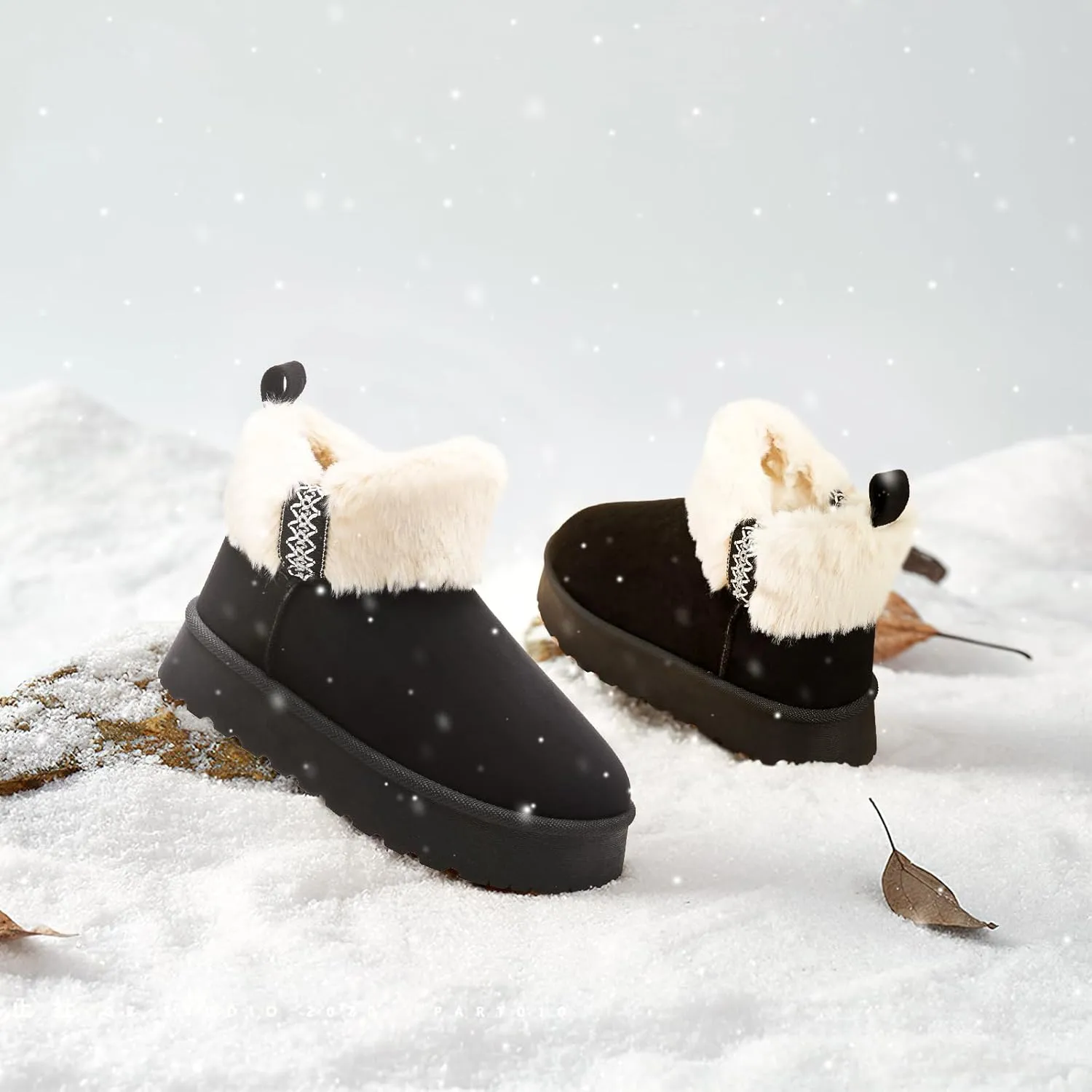 HYPOCRUTE Womens Winter Boots Fur Snow Boots Ankle Booties Fuzzy Warm Platform Short Boots for Women Slip on Boots