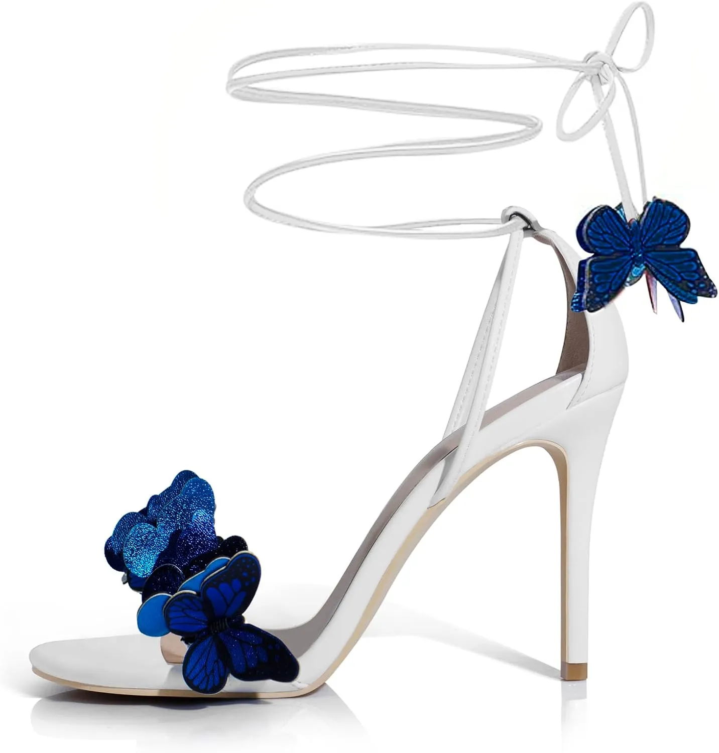 iadore Fashion Women Stiletto High Heel Shoes with Butterfly Decorations Lace up Summer Dress Sandals Size 5-12 US