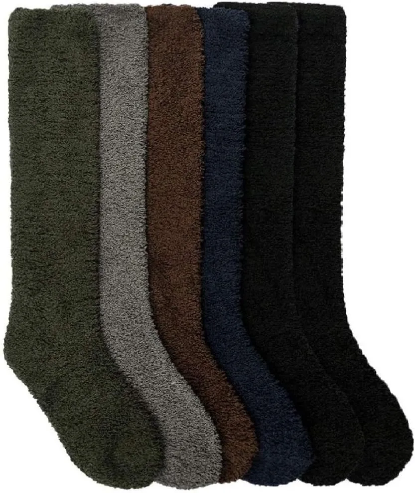 I&S 6 Pairs Cozy Soft Fuzzy Knee High Socks Warm Fleece Assorted Colors Patterns
