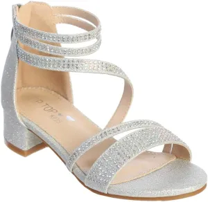 iGirlDress Girls Matte Strap Buckle Block Heel Dress Open-Toe Sandals 9-5 Kids