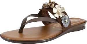 ITALIAN Shoemakers Claudie Women's low wedge Sandals with stretch comfort band, floral embellishment, and moderate wedge