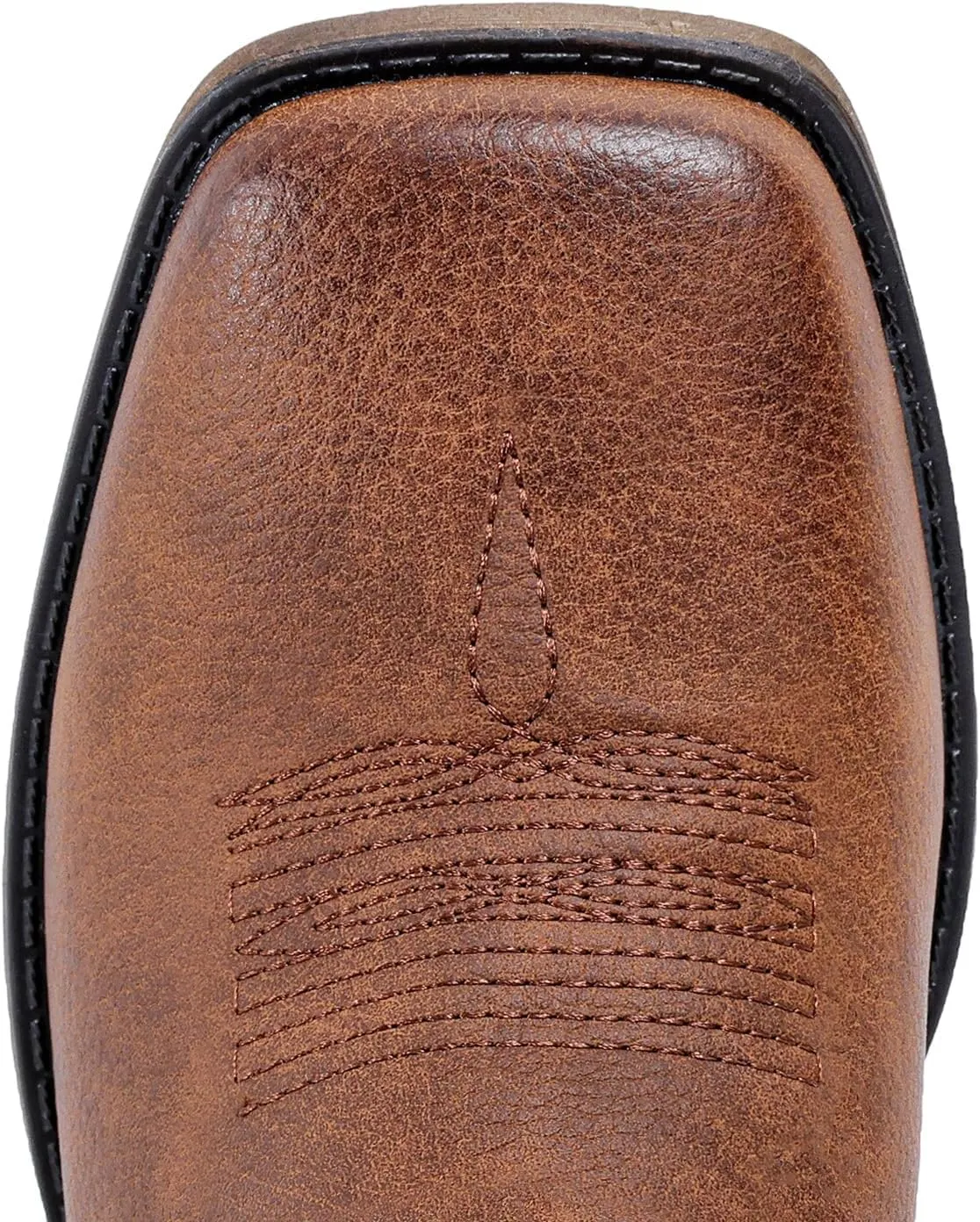 IUV Cowboy Boots For Women Square Toe Western Boots Mid Calf Cowgirl Boots Pull On Embroidered Brown Cowboy Boots