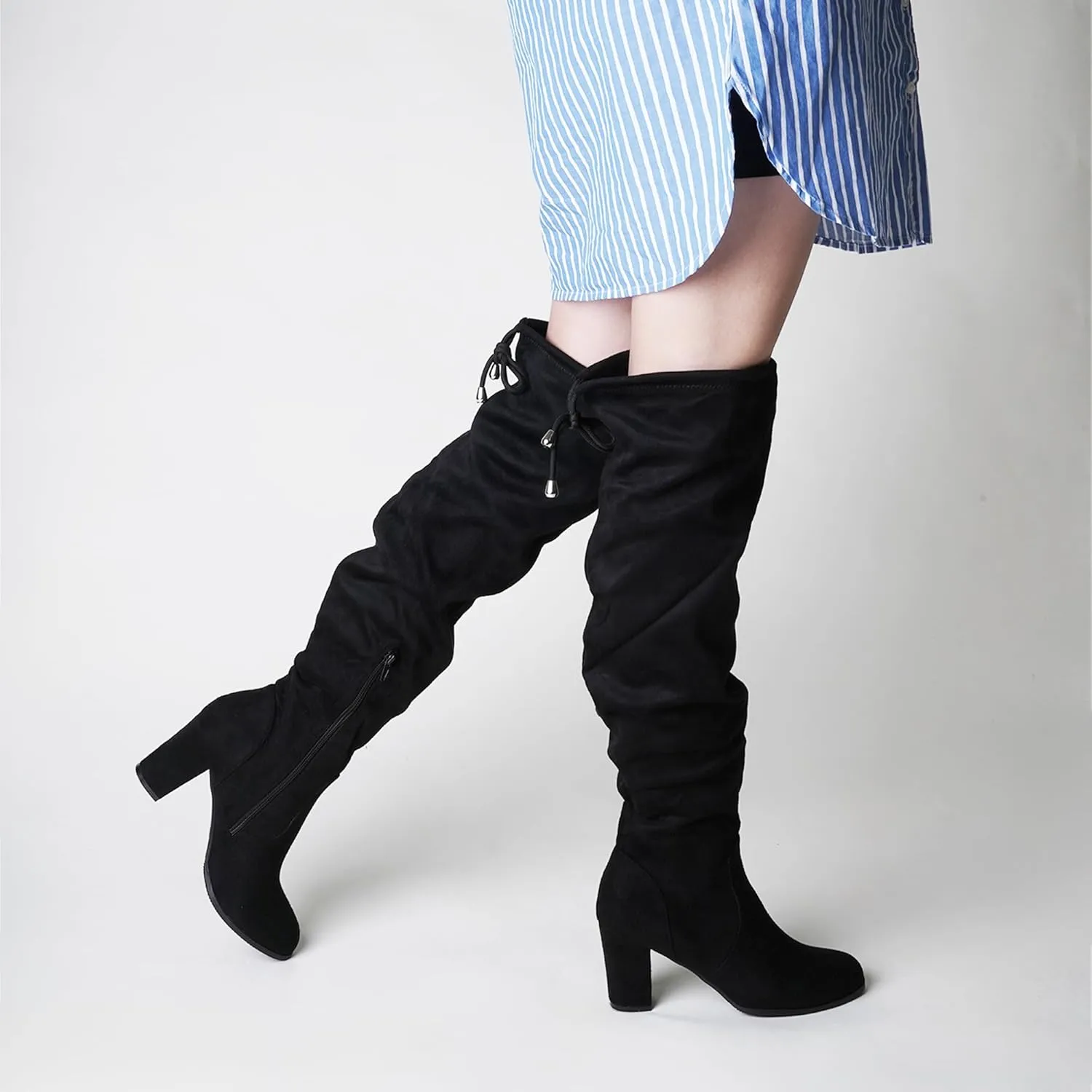 J. Adams Women's Aspen Over-the-Knee High Boots - Stylish Thigh-High Chunky Heels for Fall and Winter Fashion