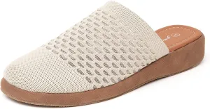 Jeesay Women's Slip On Mules Wedge Sandals Closed Toe Breathable Textile Slides Clogs Summer Shoes