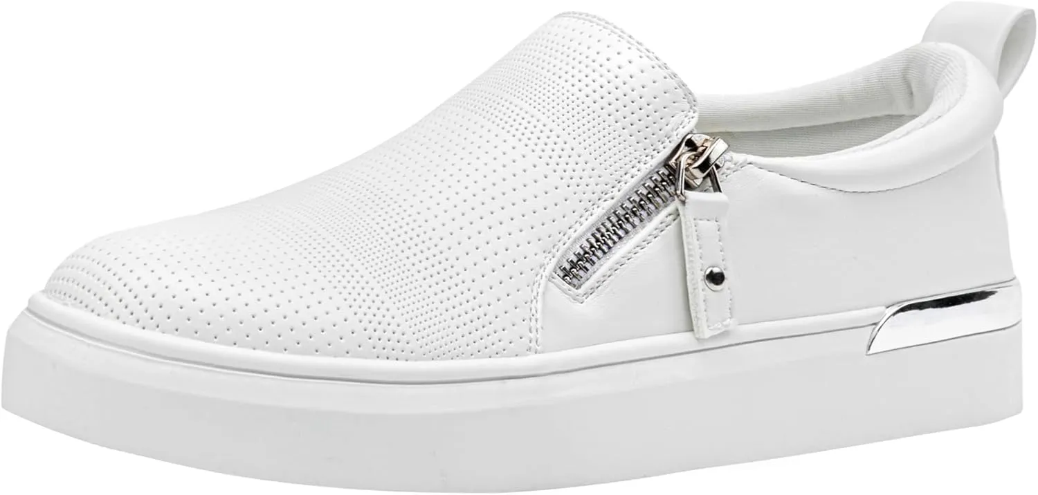 Jeossy Women's Slip On Shoes Casual Fashion Sneakers 8010 Arch Support Loafers for Women with Zipper