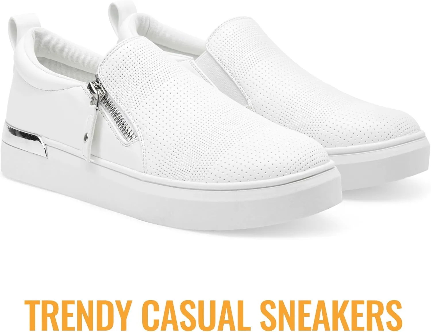 Jeossy Women's Slip On Shoes Casual Fashion Sneakers 8010 Arch Support Loafers for Women with Zipper