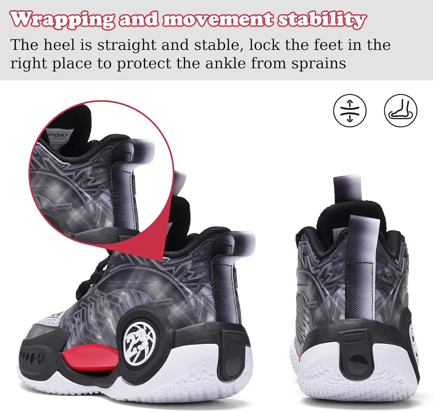 JMFCHI Kids Basketball Shoes High-top Sports Shoes Sneakers Durable Lace-up Non-Slip Running Shoes Secure for Little Kids Big Kids and Boys Girls