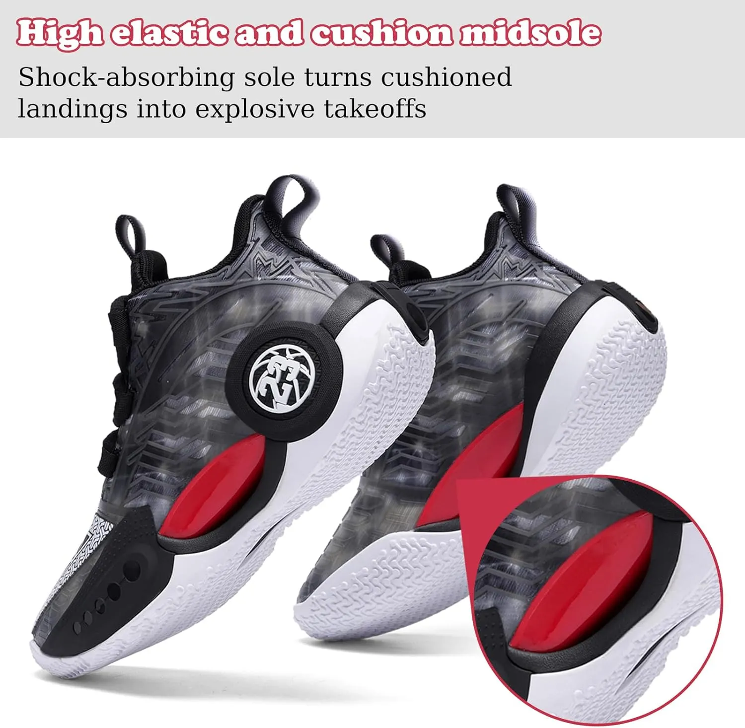 JMFCHI Kids Basketball Shoes High-top Sports Shoes Sneakers Durable Lace-up Non-Slip Running Shoes Secure for Little Kids Big Kids and Boys Girls