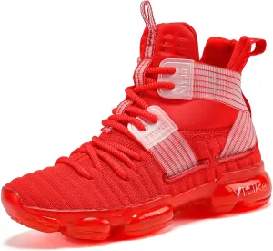 JMFCHI Kids Basketball Shoes High-top Sports Shoes Sneakers Durable Lace-up Non-Slip Running Shoes Secure for Little Kids Big Kids and Boys Girls