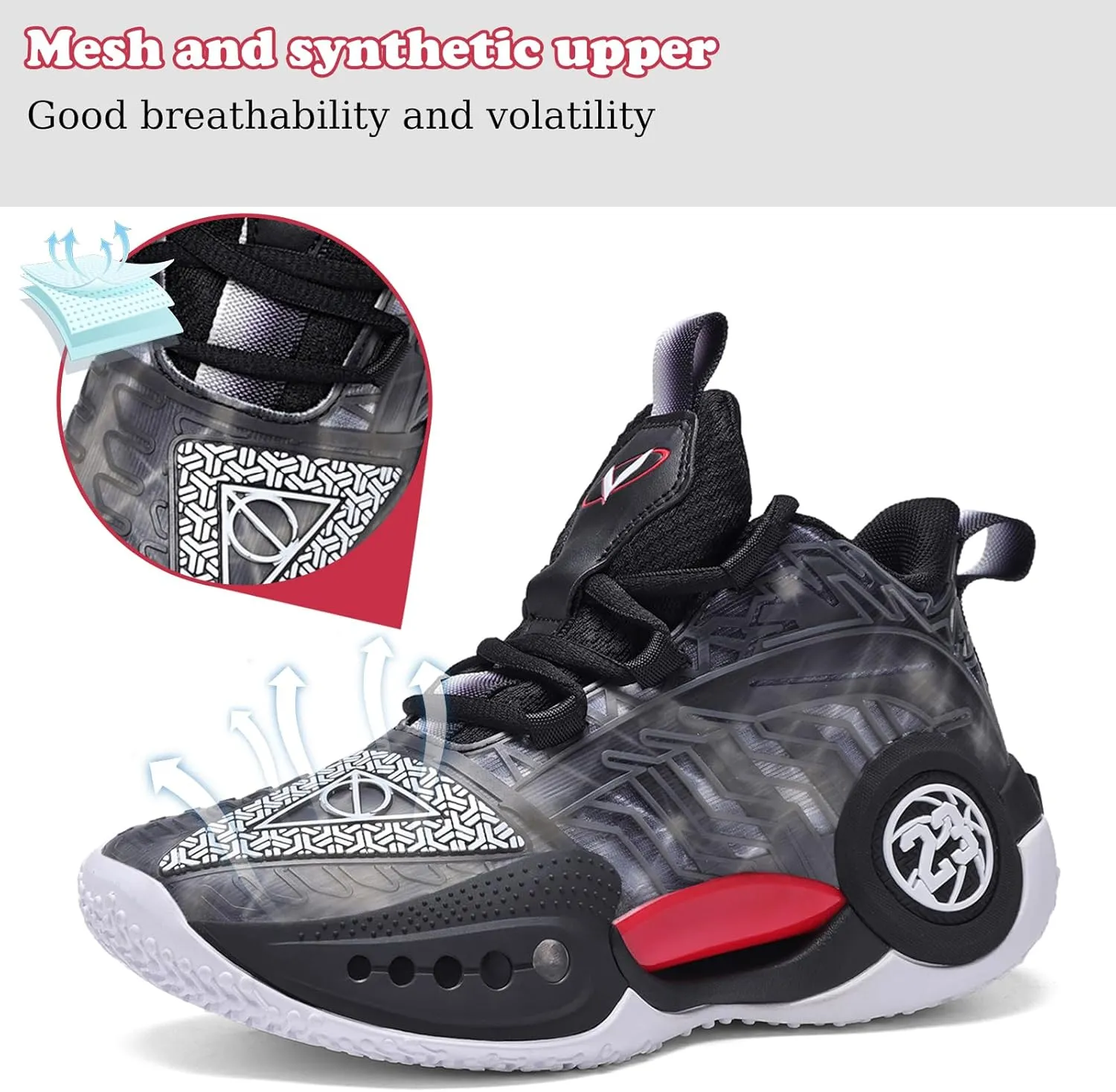 JMFCHI Kids Basketball Shoes High-top Sports Shoes Sneakers Durable Lace-up Non-Slip Running Shoes Secure for Little Kids Big Kids and Boys Girls