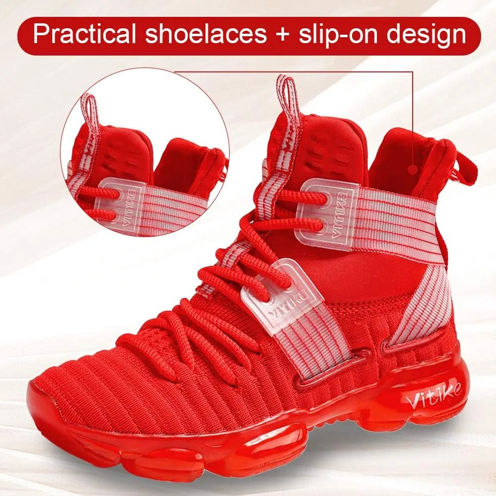JMFCHI Kids Basketball Shoes High-top Sports Shoes Sneakers Durable Lace-up Non-Slip Running Shoes Secure for Little Kids Big Kids and Boys Girls