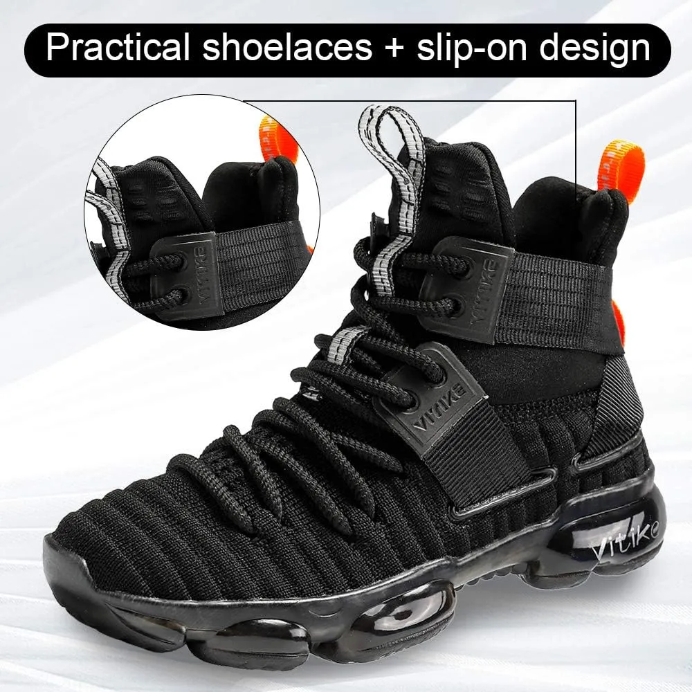 JMFCHI Kids Basketball Shoes High-top Sports Shoes Sneakers Durable Lace-up Non-Slip Running Shoes Secure for Little Kids Big Kids and Boys Girls
