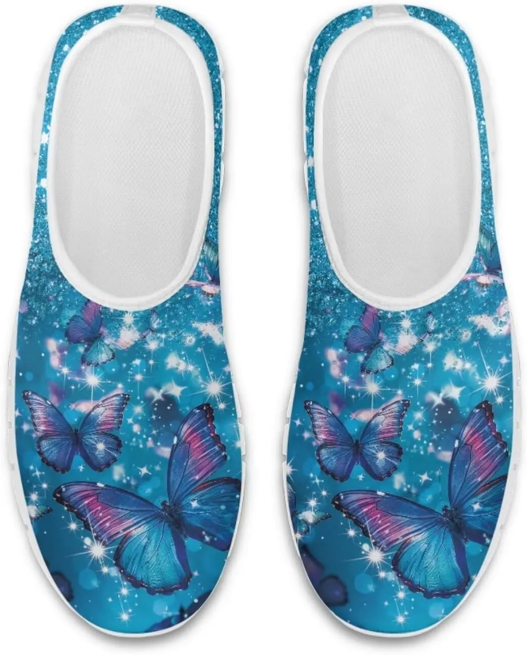 JoyLamoria Butterfly on Marble Canvas Shoes Slip On Fashion Sneakers Low Top Walking Flats Art Travel Shoes for Women